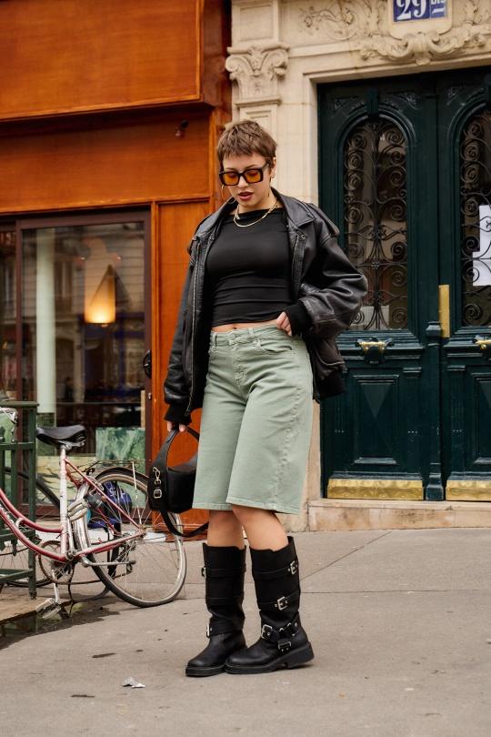 Shorts Femme Noir ANA & LUCY H6985* ( BAGGY DAD ) Efashion Paris