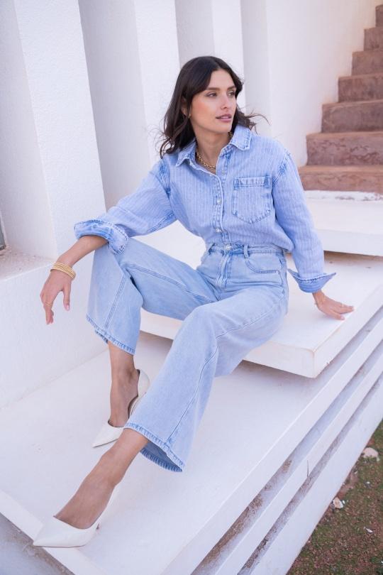 Pantalons Femme Bleu Oraije  JD510 Efashion Paris