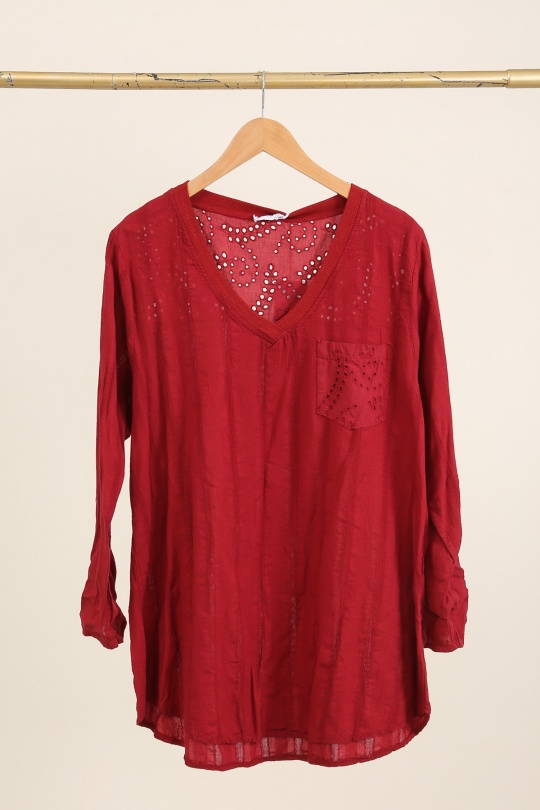 Tops Femme Bordeaux Piment Rouge TU1105 Efashion Paris