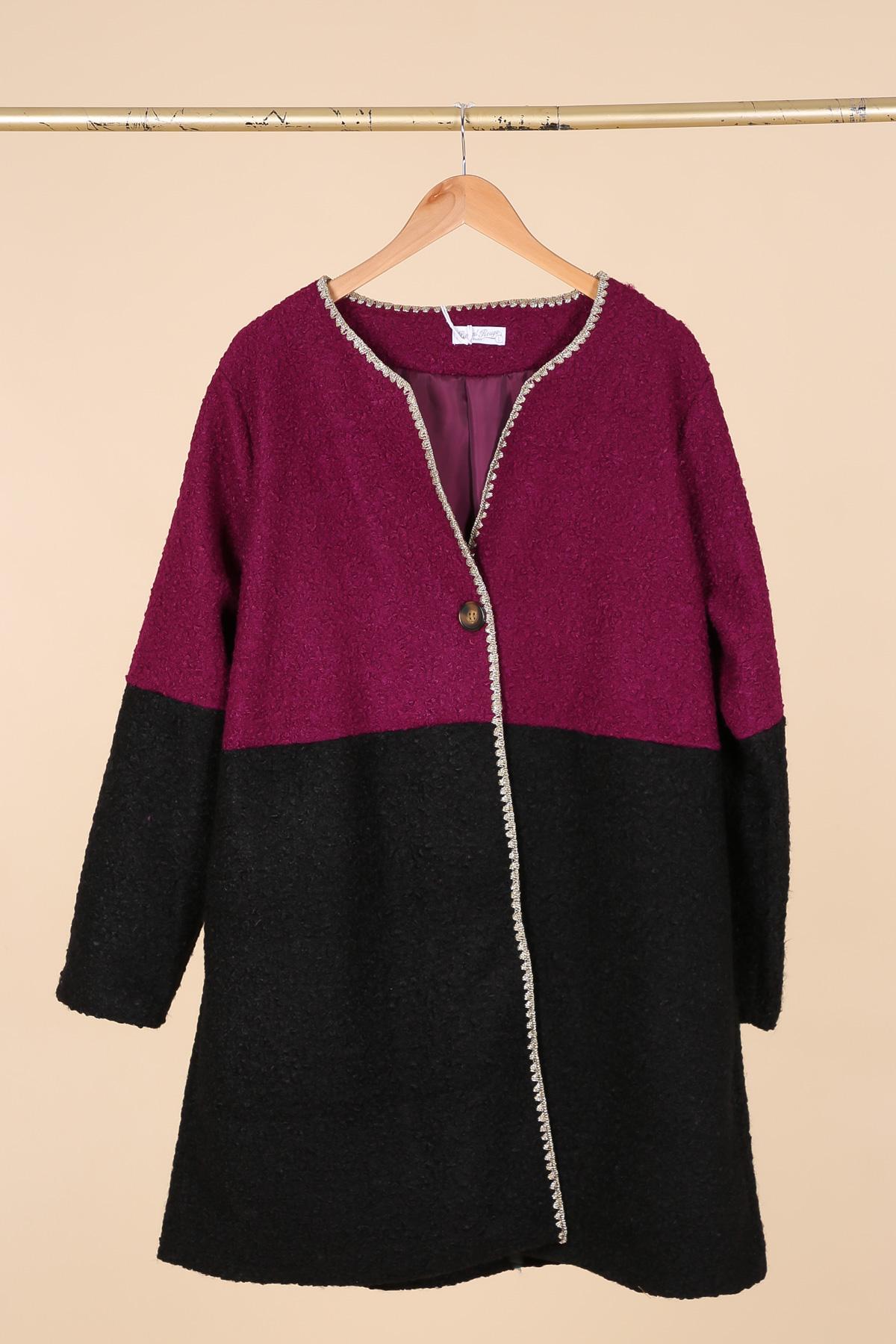 Manteaux Femme Prune Piment Rouge 1556 #c Efashion Paris