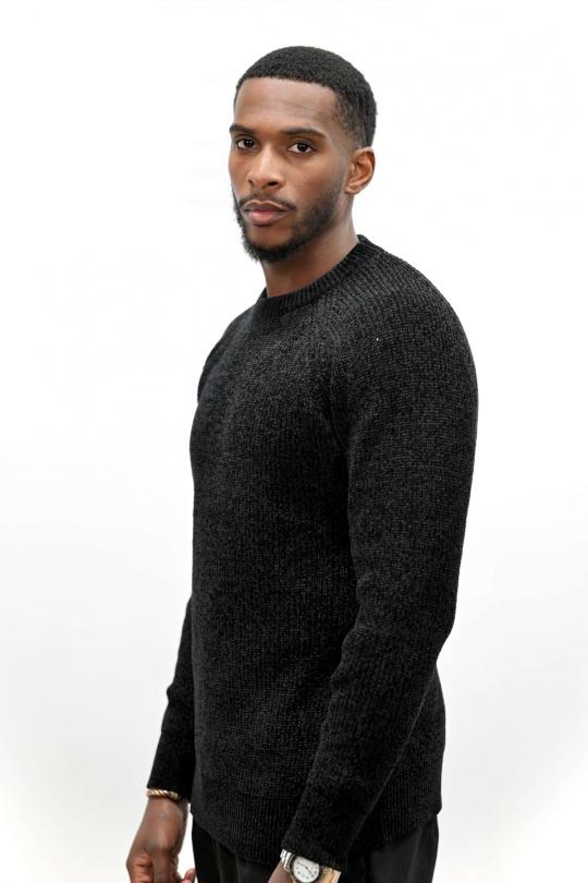 Pulls Homme Noir KENZARRO LD-69092 Efashion Paris