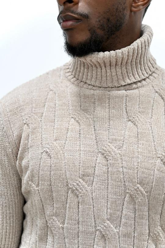 Pulls Homme Beige KENZARRO LD-69085 Efashion Paris