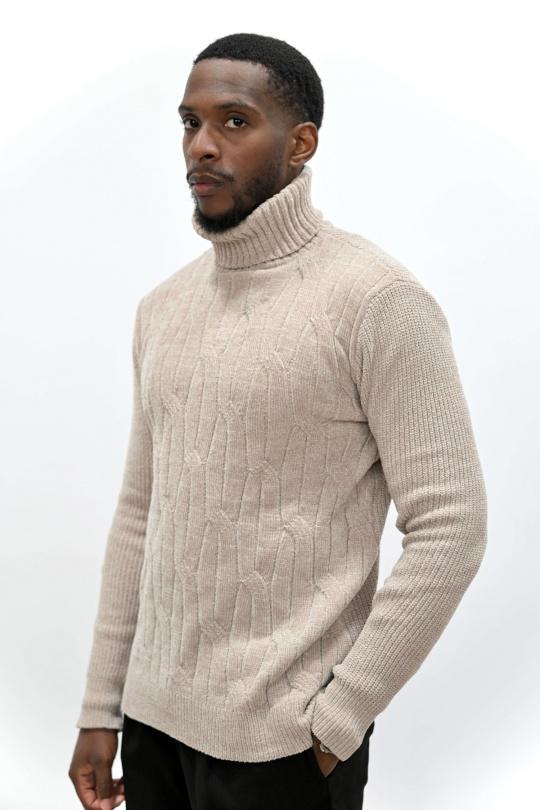 Pulls Homme Beige KENZARRO LD-69085 Efashion Paris