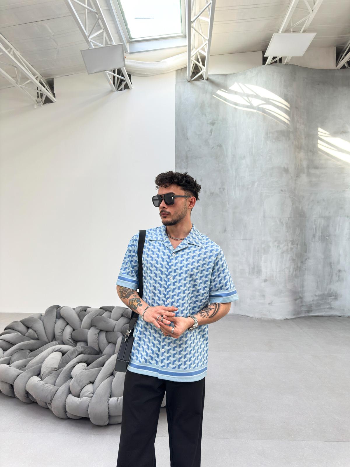 Shirts Men Sky blue KENZARRO F-8150 #c Efashion Paris