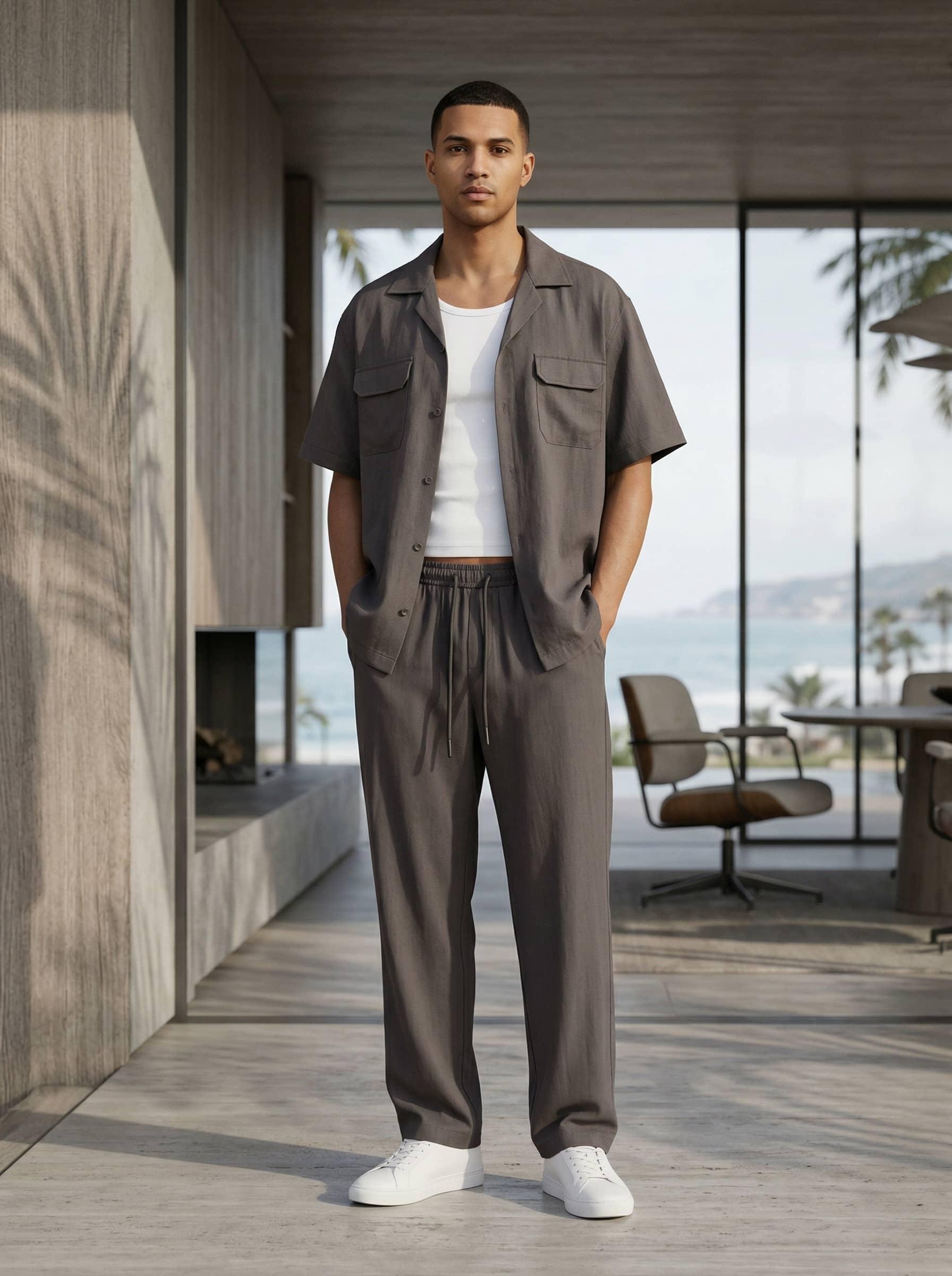 Conjunto de pantalones Hombre Coffee KENZARRO BR-62218 #c Efashion Paris