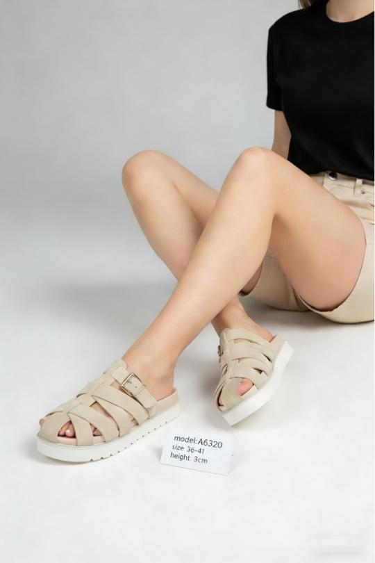 Sandali Scarpe Beige ALTAMODA SHOES (Mia Shoes) A6320- HAUTEUR 3 CM Efashion Paris