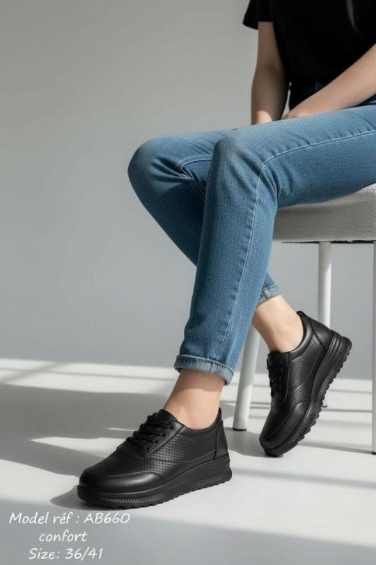 Baskets Chaussures Noir ALTAMODA SHOES (Mia Shoes) AB660-HAUTEUR 3.5 CM Efashion Paris