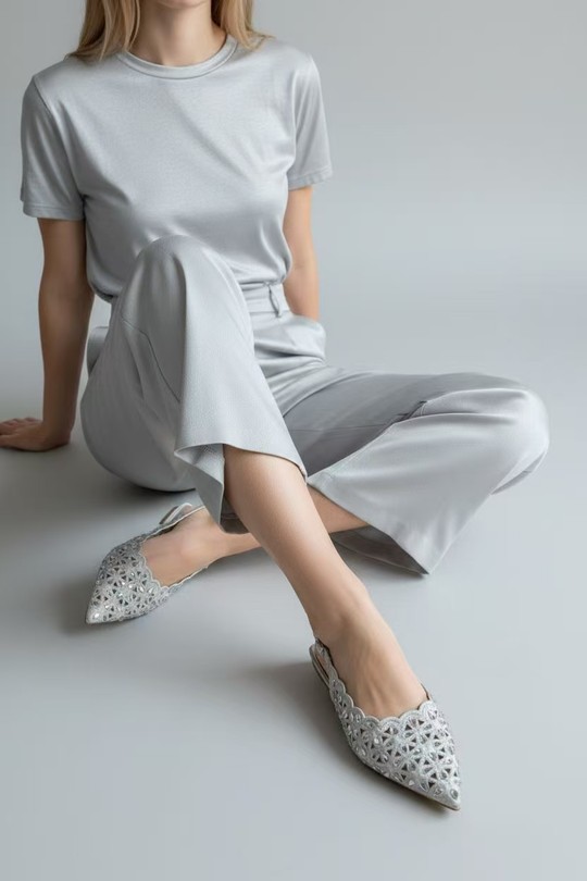 Ballerines Chaussures Argent ALTAMODA SHOES (Mia Shoes) y1322 Efashion Paris