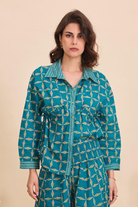 Shirts Women Turquoise Orice YY-1168(25)-IP202 Efashion Paris