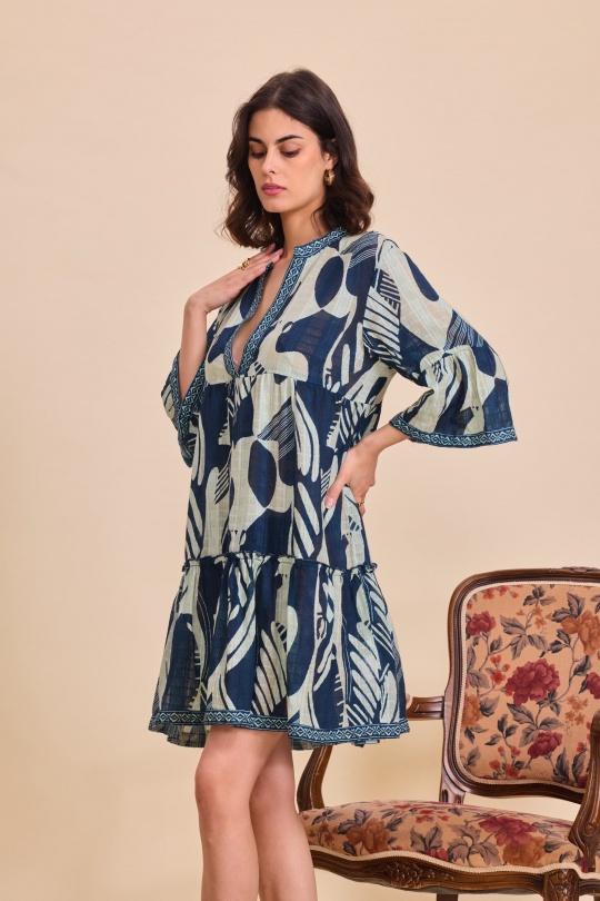 Vestidos cortos Mujer Blue Orice YYCD-292（25）DOBBY-IP076 Efashion Paris