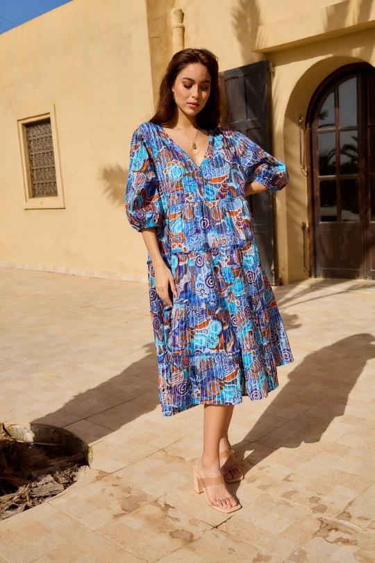 Robes mi-longues Femme Bleu Orice YYCD-209_1075 Efashion Paris