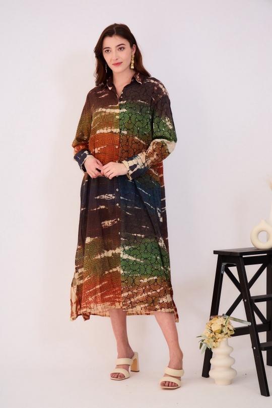 Robes mi-longues Femme Terre Orice YY-601-1052 Efashion Paris