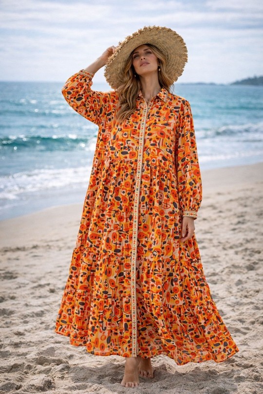 Abiti maxi Donna Orange Orice YYCD-225(26)-IP01041 Efashion Paris