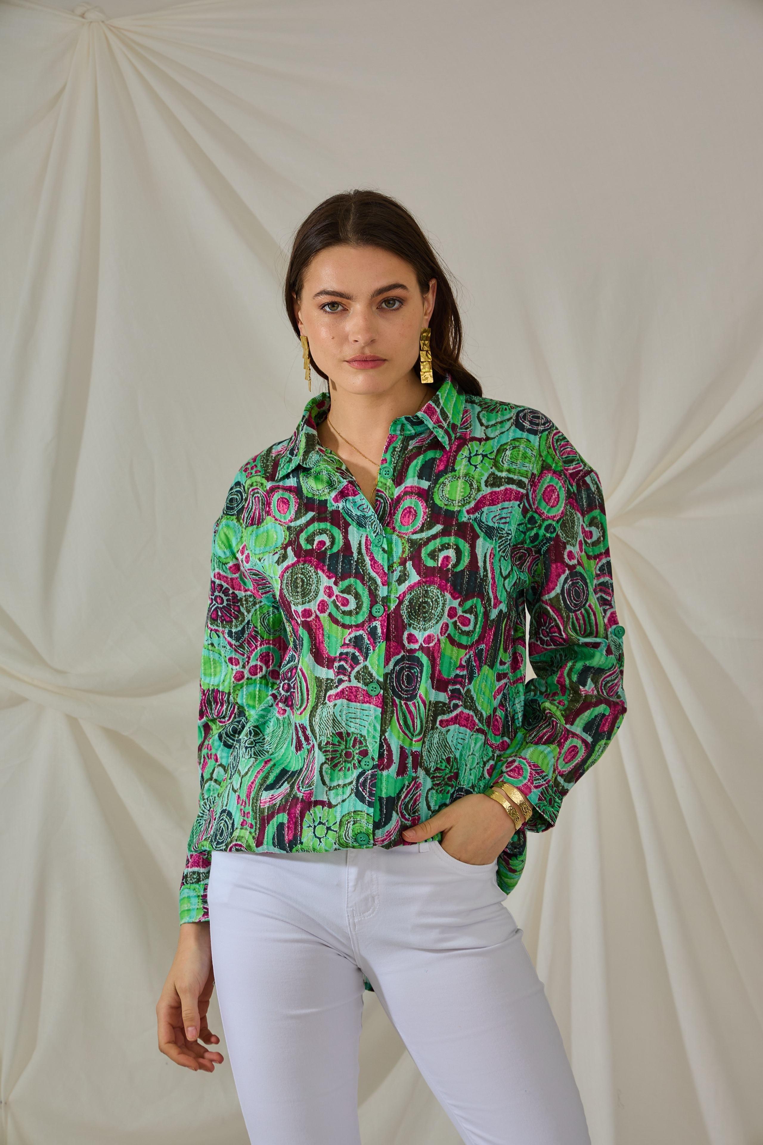 Chemises Femme Vert Orice YYCD862-1074 LARGE (2024) #c Efashion Paris