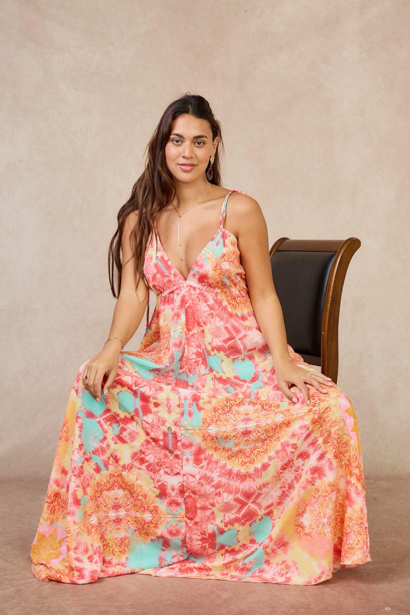 Robes longues Femme Orange fluo Orice YYDS-1296_7241 #c Efashion Paris