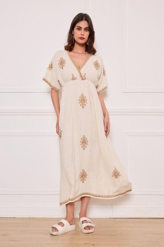 Robes longues Femme Beige Astra VS056 Efashion Paris