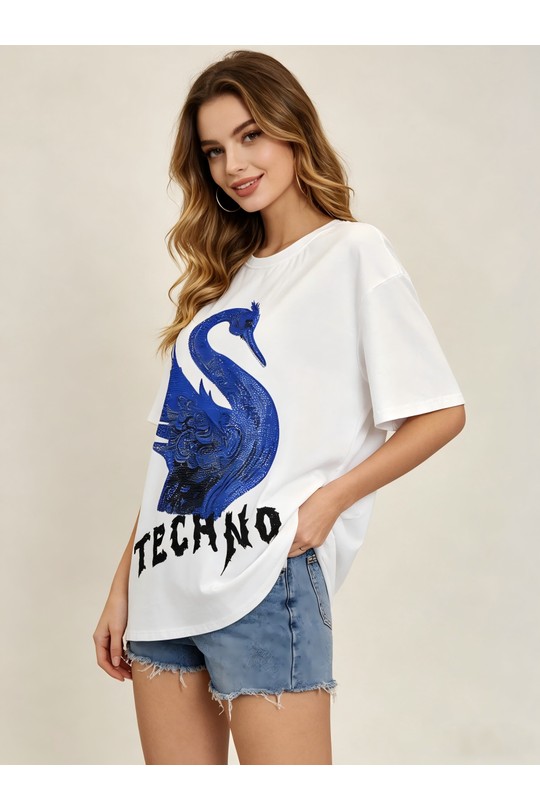 T-shirts Femme Blanc SOFLY A81019bleu Efashion Paris