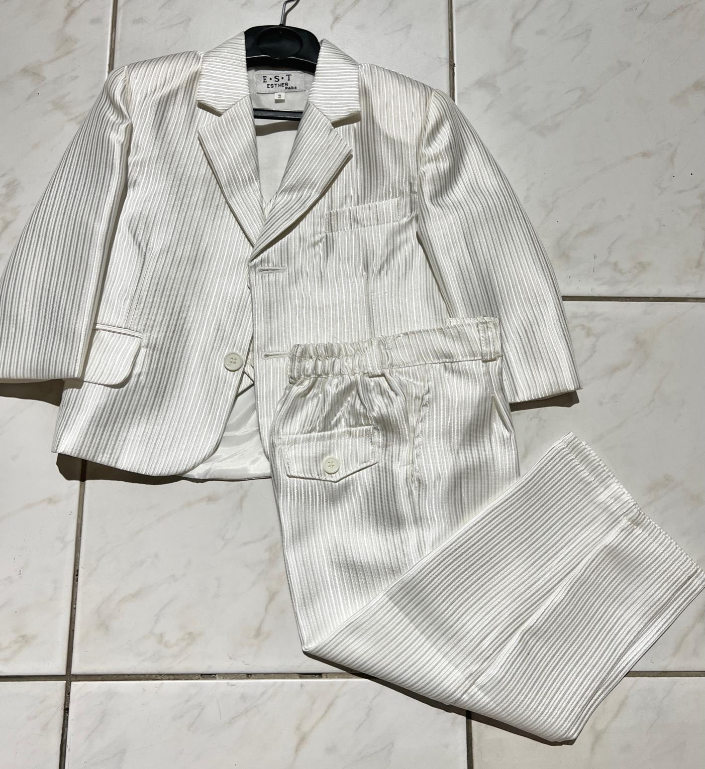 Ensembles Enfant & Bébé  Blanc cassé Esther  COSTUME BLANC RAYÉ  #c Efashion Paris