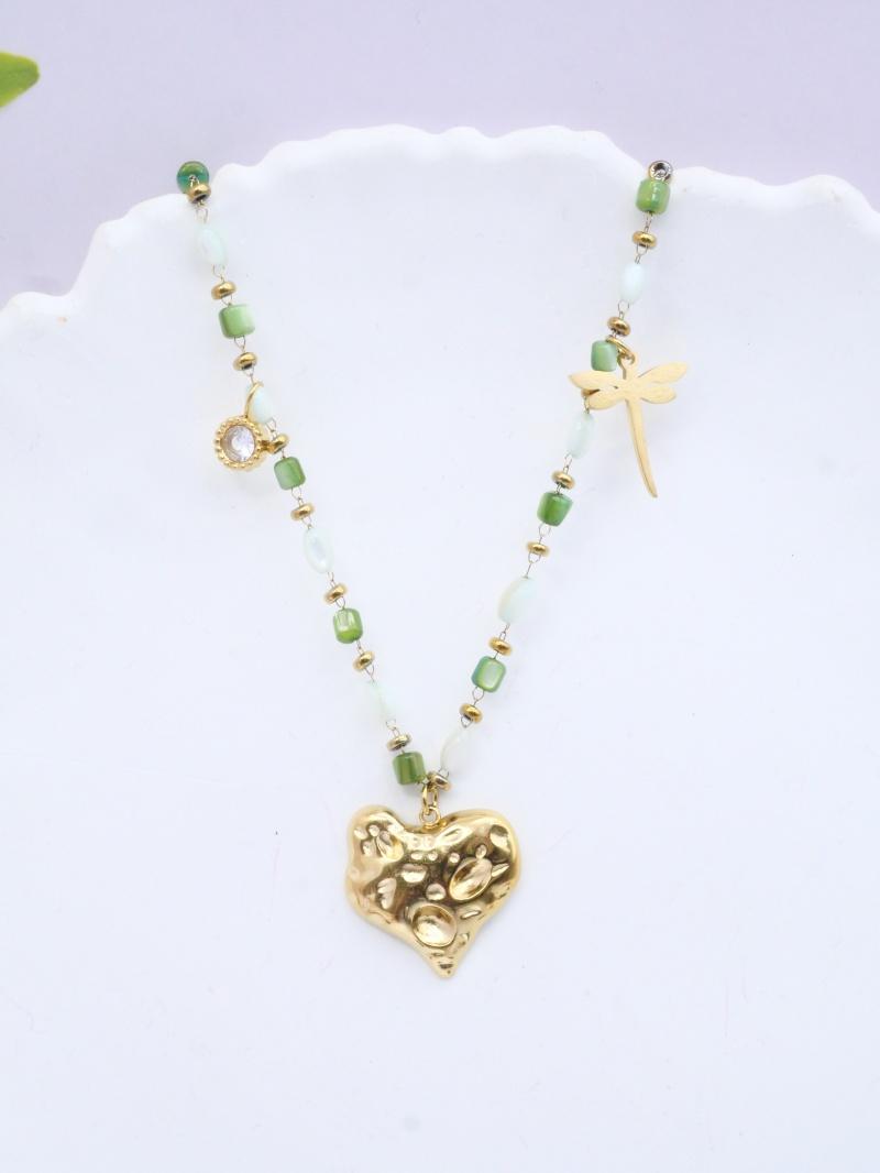 Necklaces Accessories Green MIMIKO  COH135A COEUR #c Efashion Paris