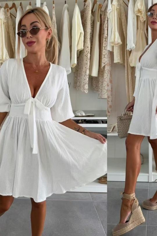 Robes mi-longues Femme Blanc ROSY DAYS - DESVENCHY X5071 Efashion Paris