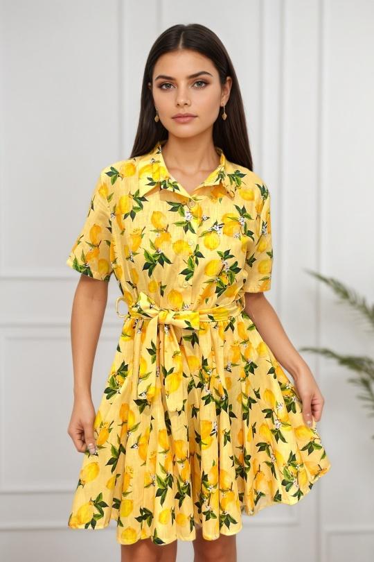 Robes courtes Femme Jaune ROSY DAYS - DESVENCHY L12564 Efashion Paris