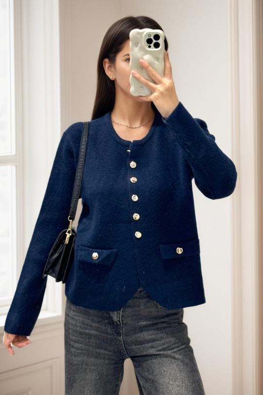 Cardigans Women Marine blue ROSY DAYS - DESVENCHY A9012 Efashion Paris