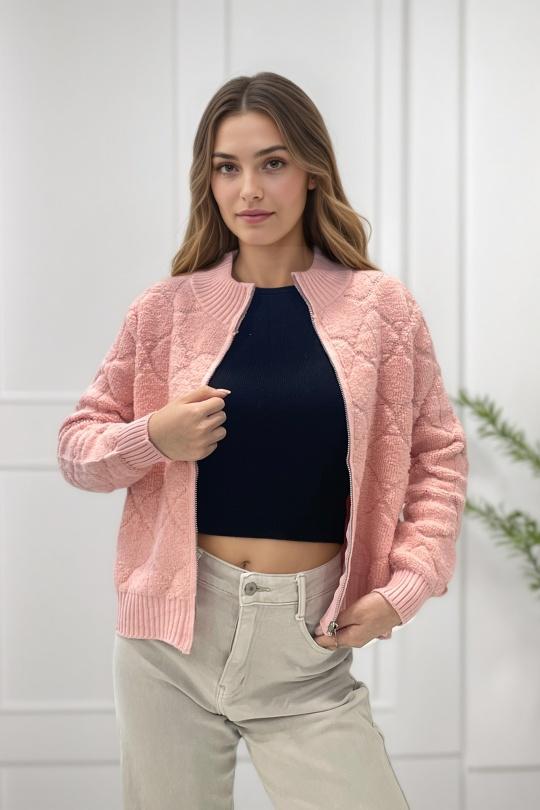 Cardigans Women Light Pink ROSY DAYS - DESVENCHY A9011 Efashion Paris