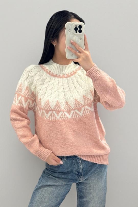 Jumpers Women Light Pink ROSY DAYS - DESVENCHY A9009 Efashion Paris