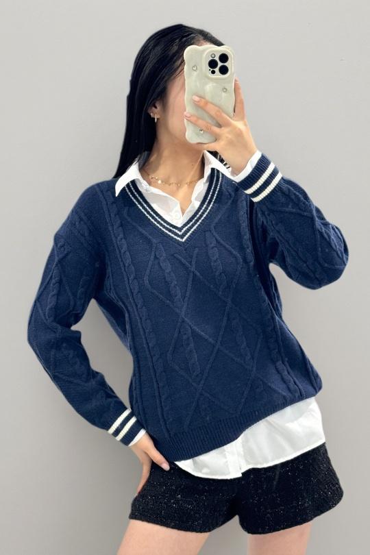 Pulls Femme Bleu marine ROSY DAYS - DESVENCHY A9025 Efashion Paris