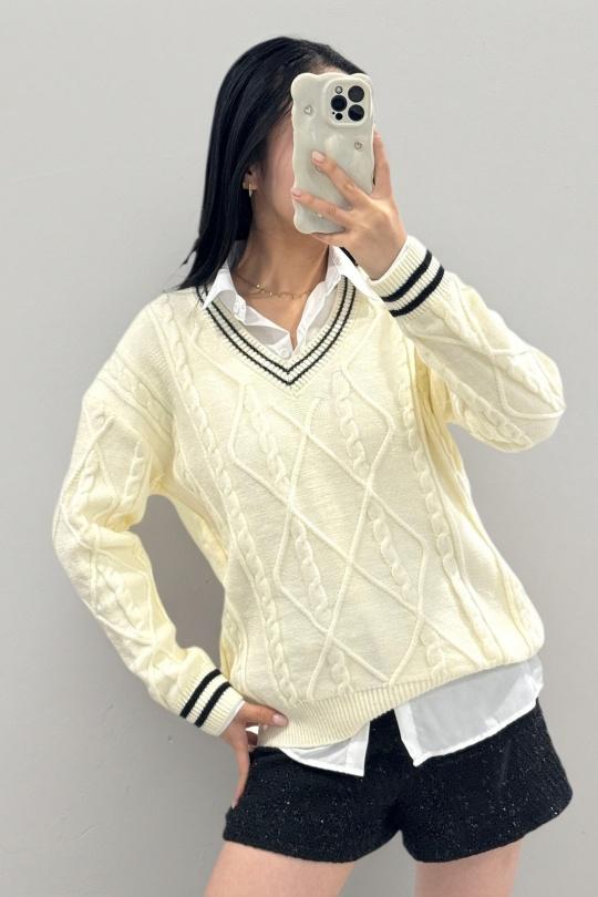 Jumpers Women Cream ROSY DAYS - DESVENCHY A9025 Efashion Paris