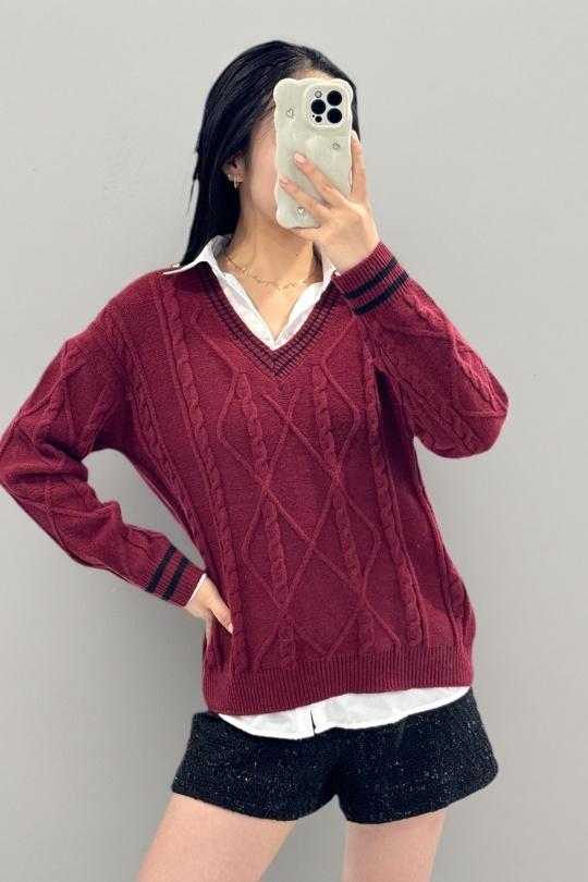 Jumpers Women Burgundy ROSY DAYS - DESVENCHY A9025 Efashion Paris