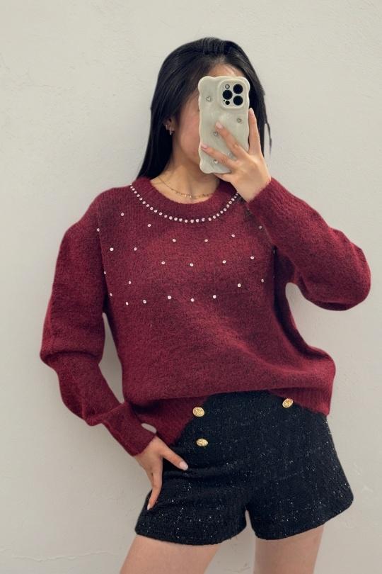 Jumpers Women Burgundy ROSY DAYS - DESVENCHY A9022 Efashion Paris