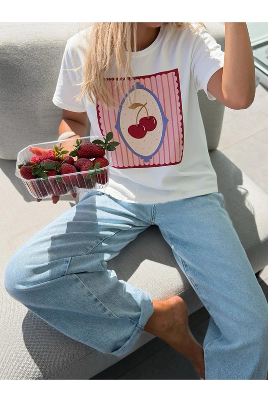 T-shirts Femme Blanc ROSY DAYS - DESVENCHY 31CERISE Efashion Paris