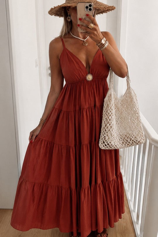 Robes longues Femme Rouille ROSY DAYS - DESVENCHY 10902S Efashion Paris