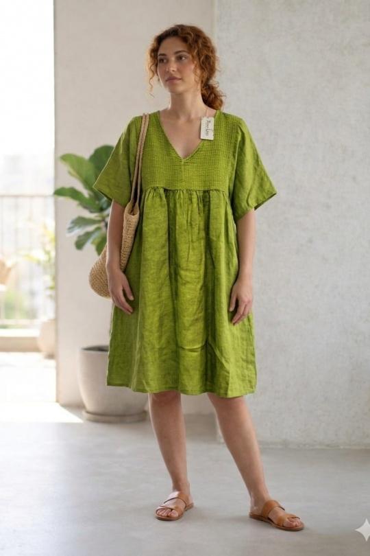 Robes mi-longues Femme Jaune Fanda Miss LIN 25220 Efashion Paris