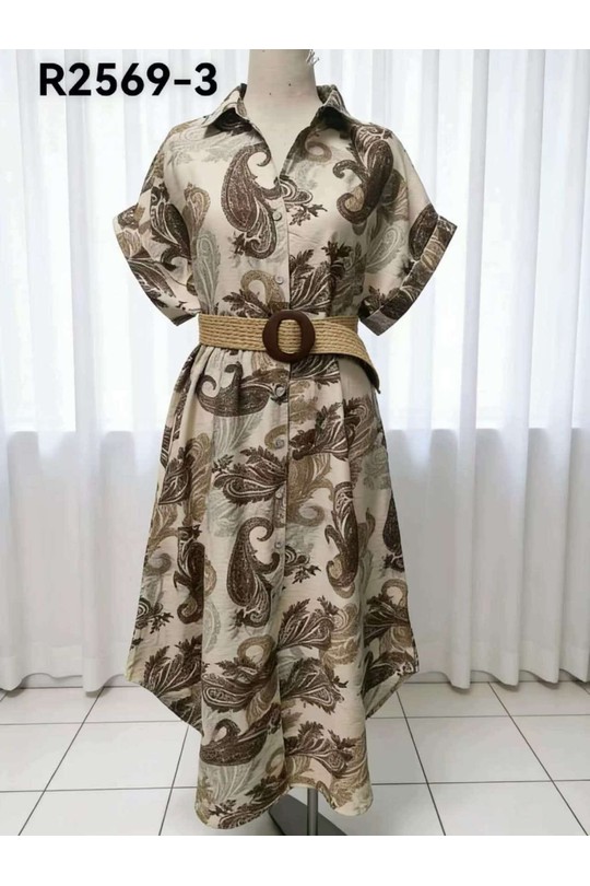 Robes mi-longues Femme Beige Fanda Miss R2569-3/4 Efashion Paris