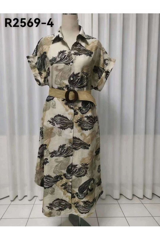 Robes mi-longues Femme Beige Fanda Miss R2569-3/4 Efashion Paris