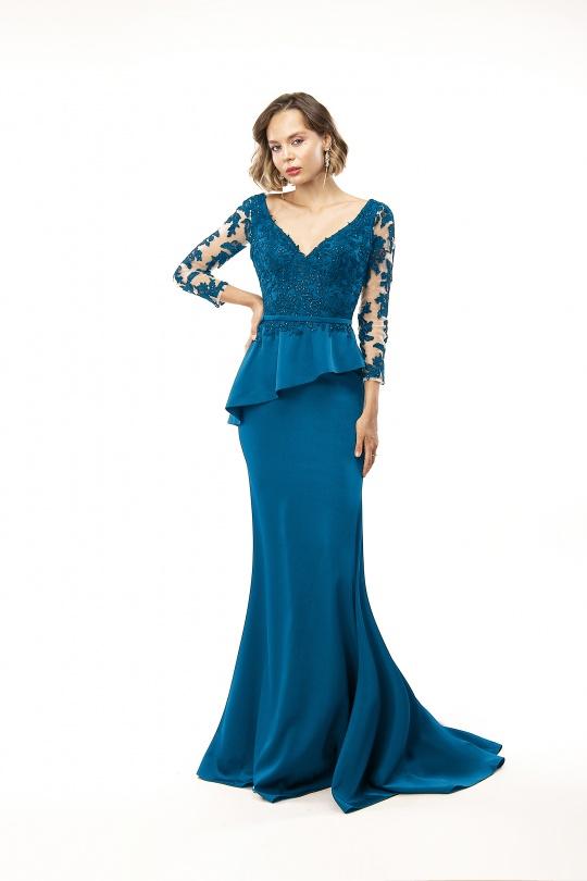 Evening dresses Women Peacock blue Promulias CASSILIA 2224L Efashion Paris