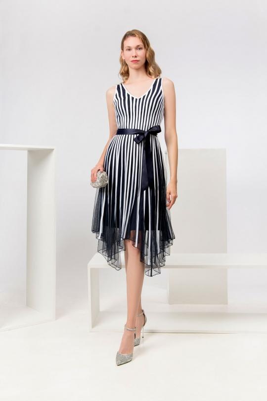 Robes mi-longues Femme Marine/blanc Promulias SAMIR D726215 Efashion Paris