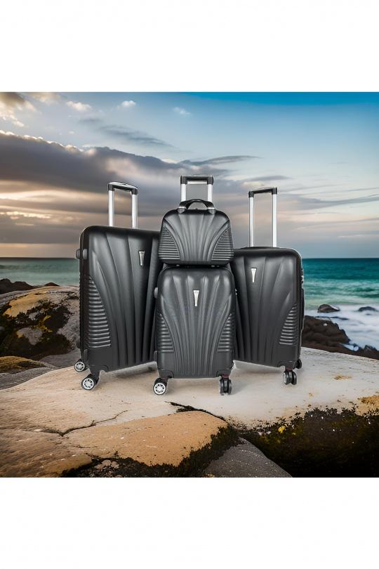 Bagages Maroquinerie Noir Helios Bagages SHELL (LAURENT L®) : LOT DE 3 VALISES EN ABS RIGIDIFIÉ AVEC 1 VANITY. (666) N Efashion Paris