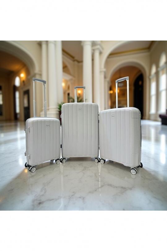 Luggages Bags Light-grey Helios Bagages DUTY, LOT DE 3 VALISES EN POLYPROPYLÈNE (801) GRIS Efashion Paris