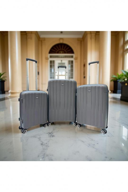 Luggages Bags Dark grey Helios Bagages DUTY, LOT DE 3 VALISES EN POLYPROPYLÈNE (801) GRIS FONCÉ Efashion Paris