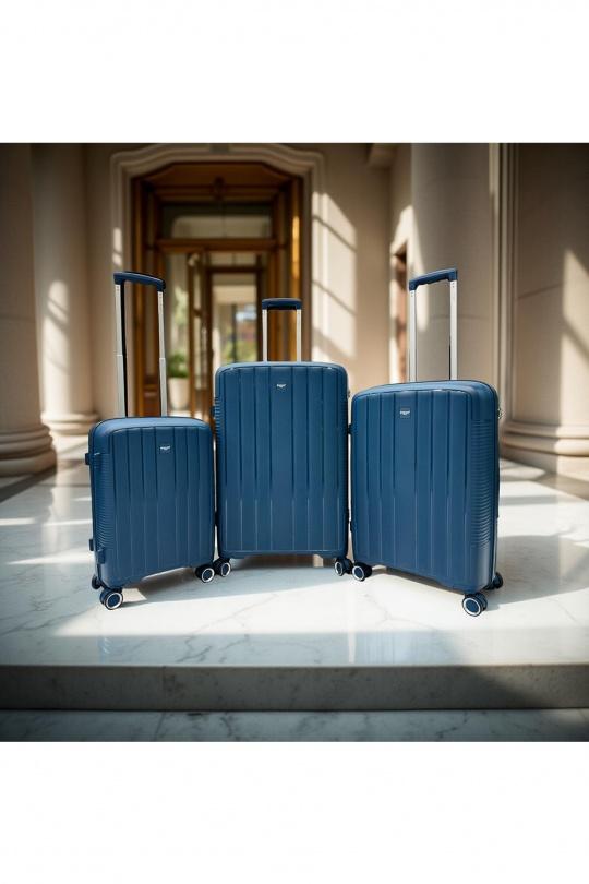 Luggages Bags Marine blue Helios Bagages DUTY, LOT DE 3 VALISES EN POLYPROPYLÈNE (801) BLEU Efashion Paris
