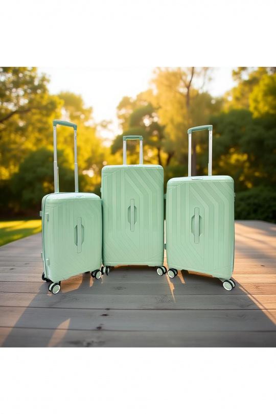 Luggages Bags Green Helios Bagages TRUNKY, LOT DE 3 VALISES RECTANGULAIRE EN POLYPROPYLÈNE (799) VERT Efashion Paris