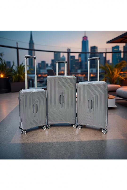 Luggages Bags Dark grey Helios Bagages TRUNKY, LOT DE 3 VALISES RECTANGULAIRE EN POLYPROPYLÈNE (799) GRIS FONCÉ Efashion Paris