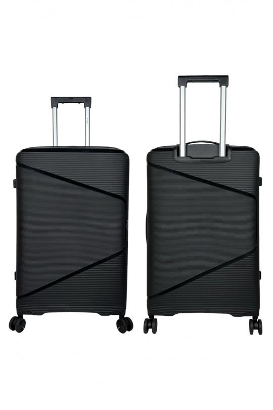 Luggages Bags Black Helios Bagages AESIR, COLLECTION DE 3 VALISES EN POLYPROPYLÈNE ET CABINE POCHE ORDINATEUR BI-MATIÈRE. (HLS-218) NOIR Efashion Paris