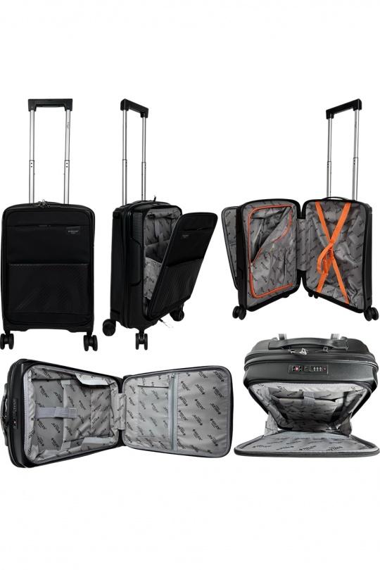 Luggages Bags Black Helios Bagages AESIR, COLLECTION DE 3 VALISES EN POLYPROPYLÈNE ET CABINE POCHE ORDINATEUR BI-MATIÈRE. (HLS-218) NOIR Efashion Paris