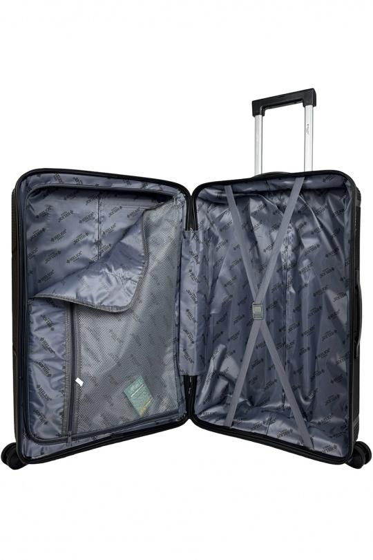 Luggages Bags Black Helios Bagages AESIR, COLLECTION DE 3 VALISES EN POLYPROPYLÈNE ET CABINE POCHE ORDINATEUR BI-MATIÈRE. (HLS-218) NOIR Efashion Paris