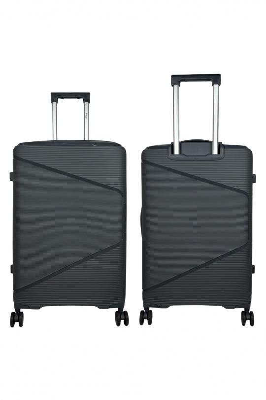 Luggages Bags Dark grey Helios Bagages AESIR, COLLECTION DE 3 VALISES EN POLYPROPYLÈNE ET CABINE POCHE ORDINATEUR BI-MATIÈRE. (HLS-218) GRIS FONCÉ Efashion Paris