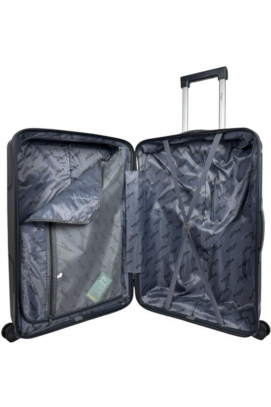 Luggages Bags Dark grey Helios Bagages AESIR, COLLECTION DE 3 VALISES EN POLYPROPYLÈNE ET CABINE POCHE ORDINATEUR BI-MATIÈRE. (HLS-218) GRIS FONCÉ Efashion Paris